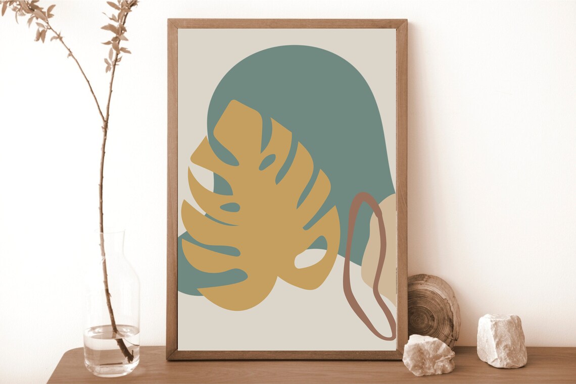 Boho Botanical Abstract Earth Tones Bedroom Decor