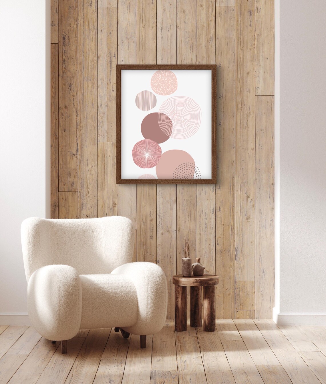 Abstract Circles, Geometric Pink Modern Decor