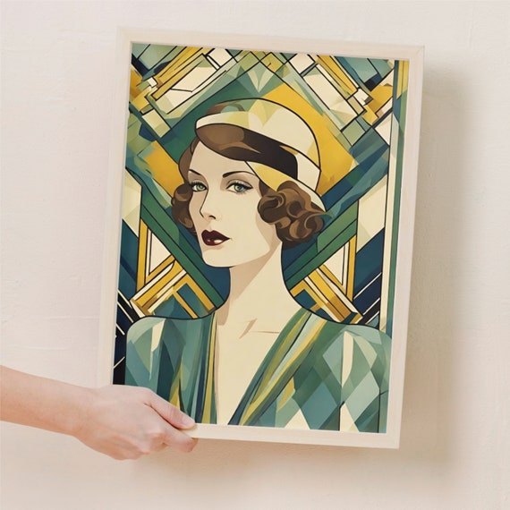 Art Deco Women Porter 1920s Retro Style Geometric Wall Decor Vintage Woman Poster Art Print
