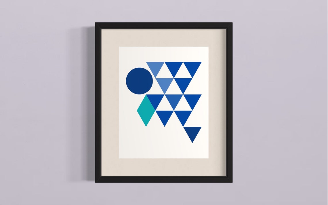 Geometric Blue Abstract Wall Art Minimalist Home Decor - Image 3