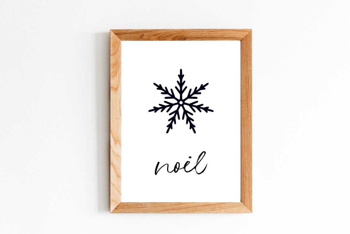 Noël Snowflake Black White Minimalist Christmas Word Wall Poster - Image 2