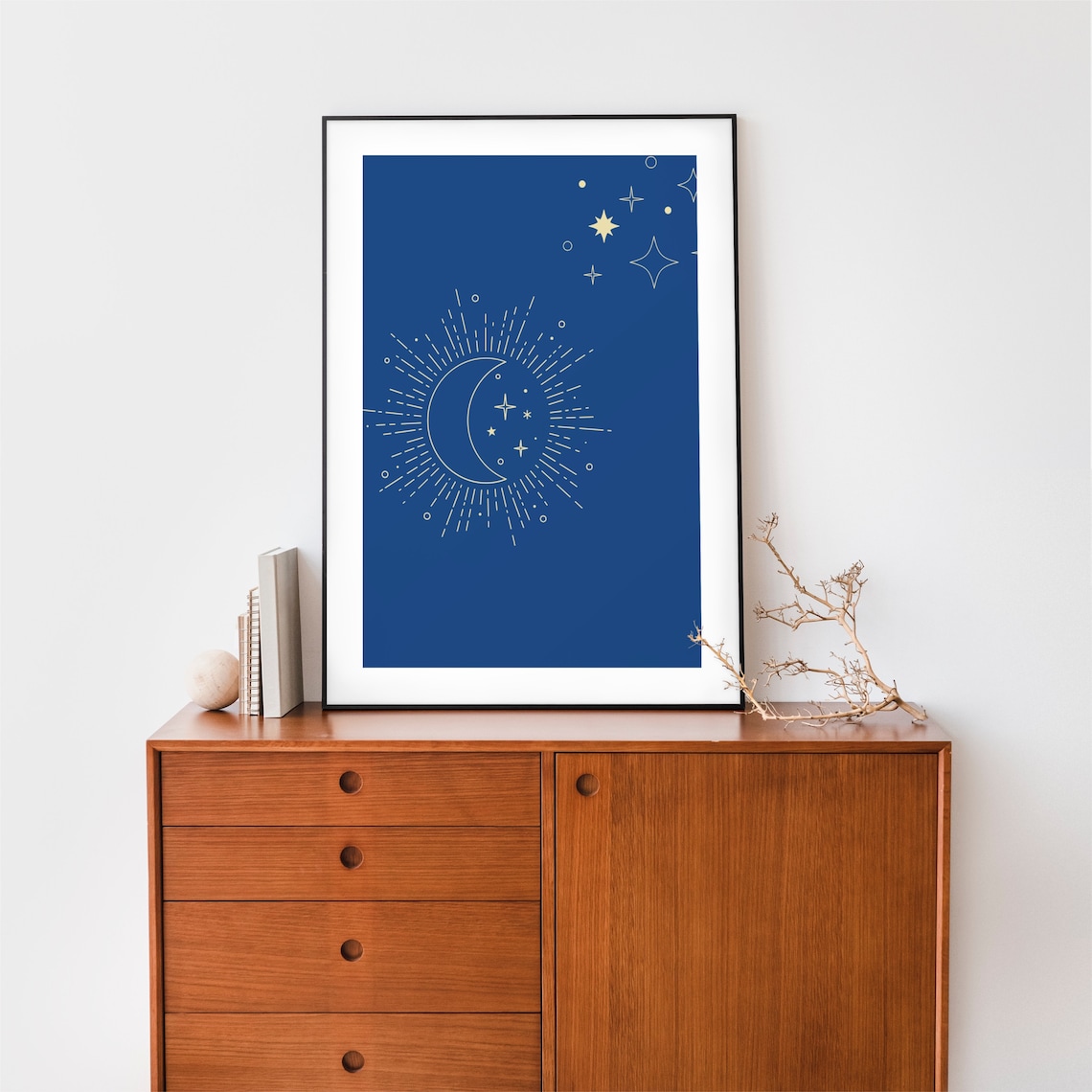 Mid Century Modern Boho Sun Moon Art Print