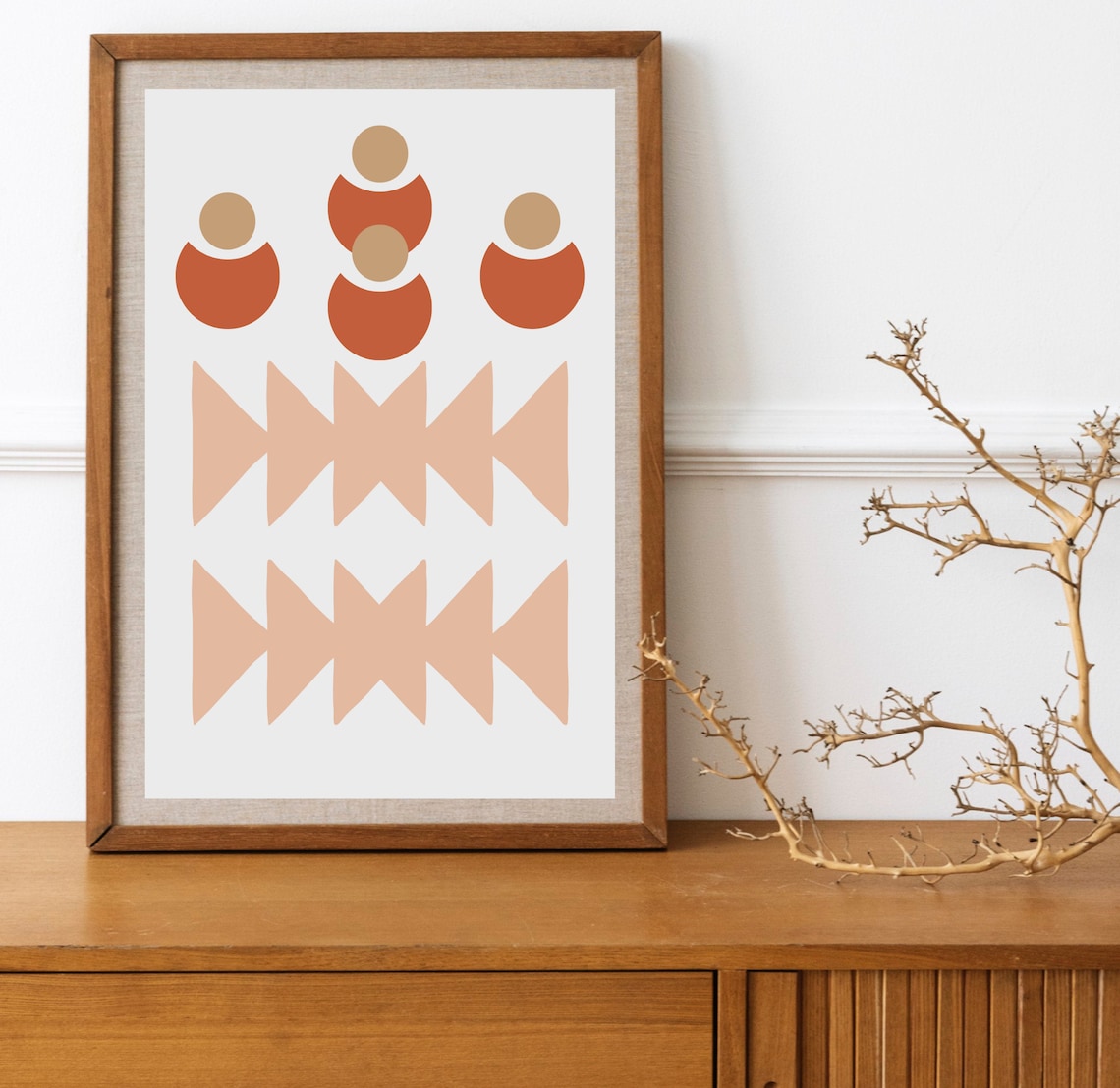 Mid Century Modern Terracotta Geometric Art Print