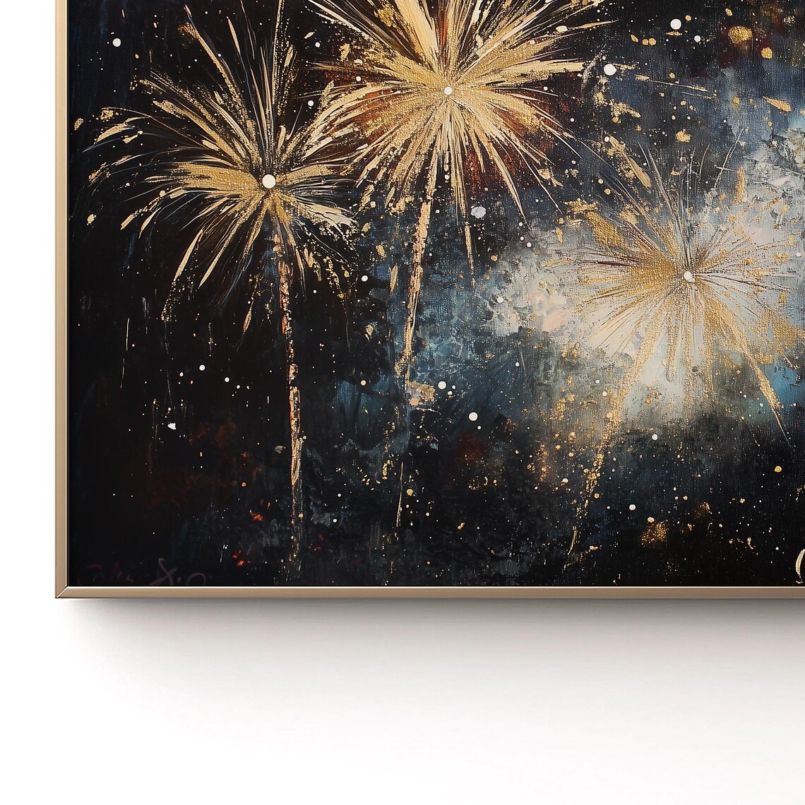 New Year Fireworks Abstract Art Print, Black Gold - Image 2
