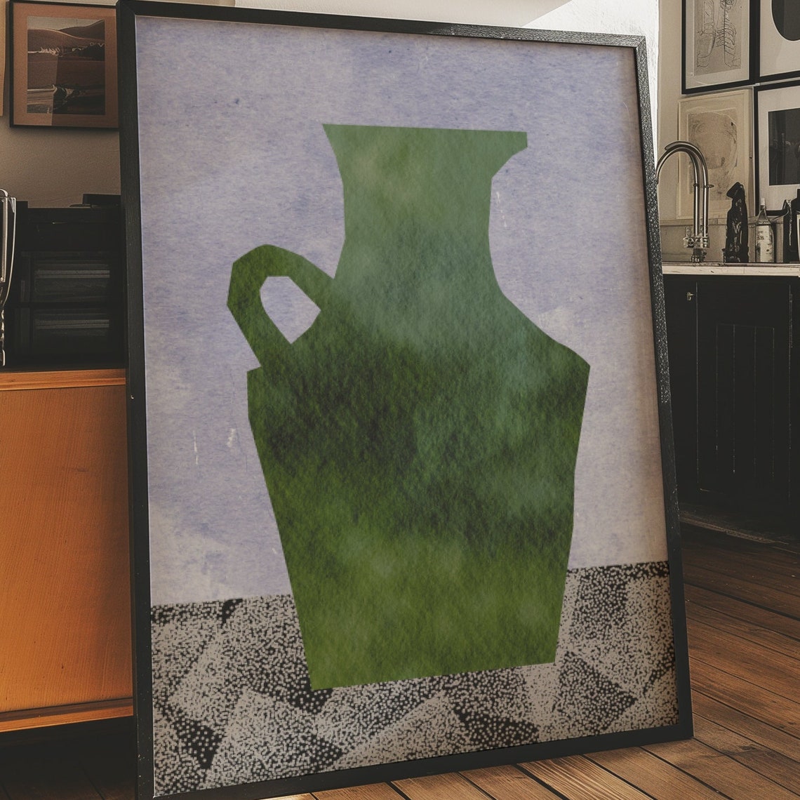 Green Vase Midcentury Style Art Print