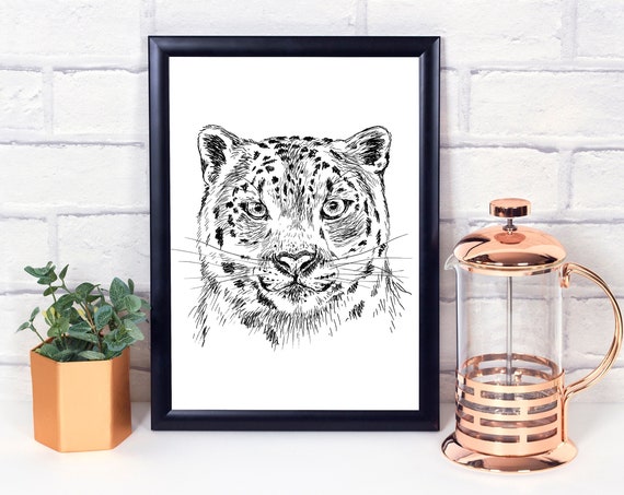 Wall Art Unique Wall Dcor Art Prints Black And White Nature Print Animal Realistic Art Leopard
