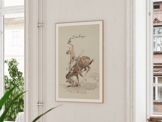 Vintage Bathroom Decor Bathroom Wall Art Bathroom Print Boys Bathroom Western Cowboy Painting Wall Hang Sign Amusing Gift For Him