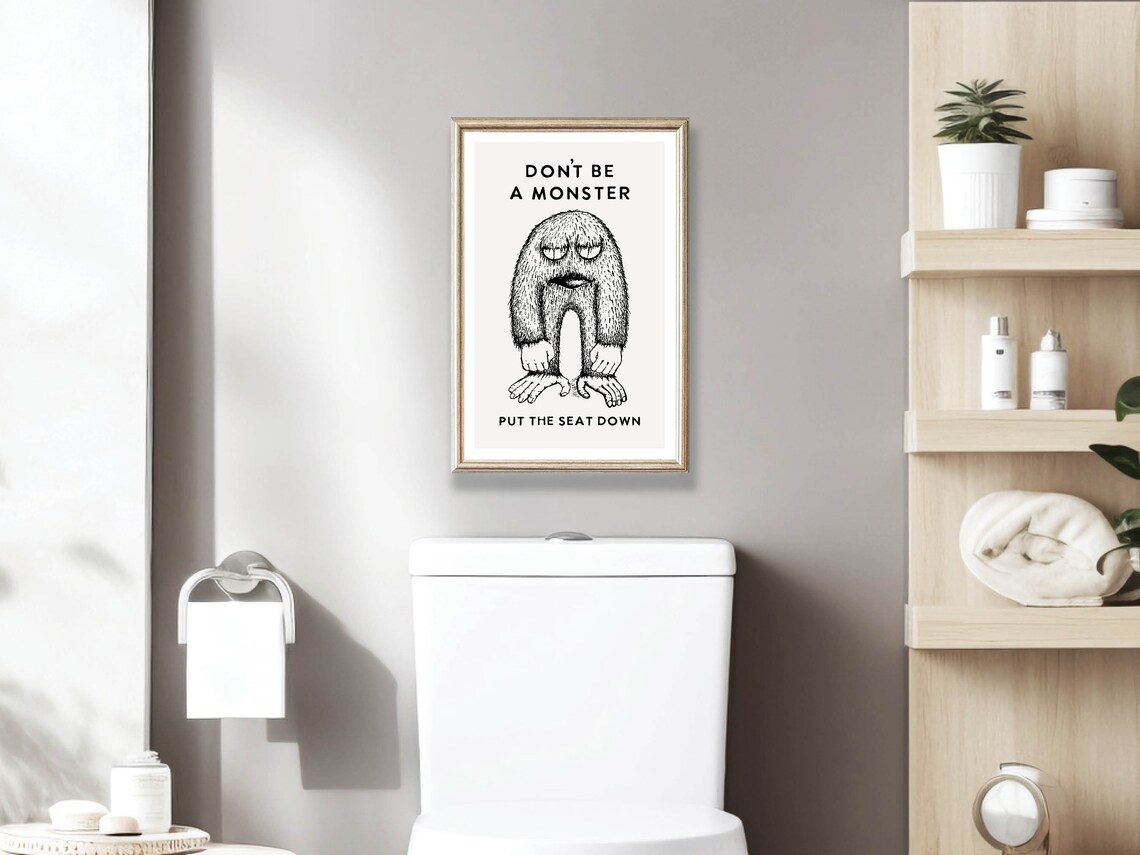 Seat Down Bathroom Funny Humor Poster Print
