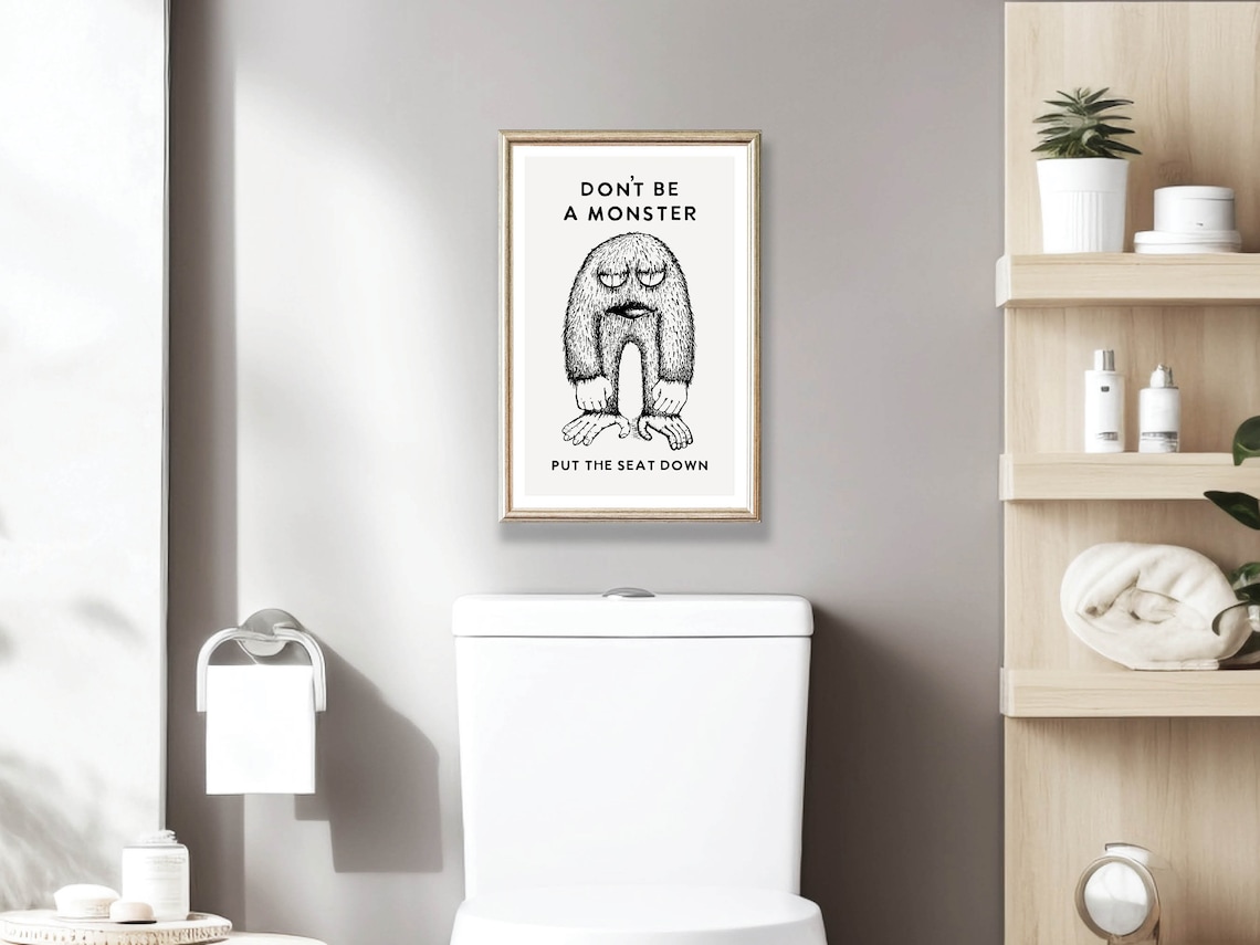 Seat Down Bathroom Humor Art Print, Family Sign - Image 2