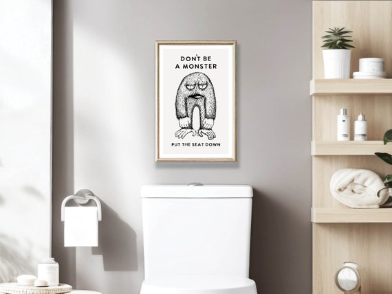 Seat Down Bathroom Funny Humor Poster Print