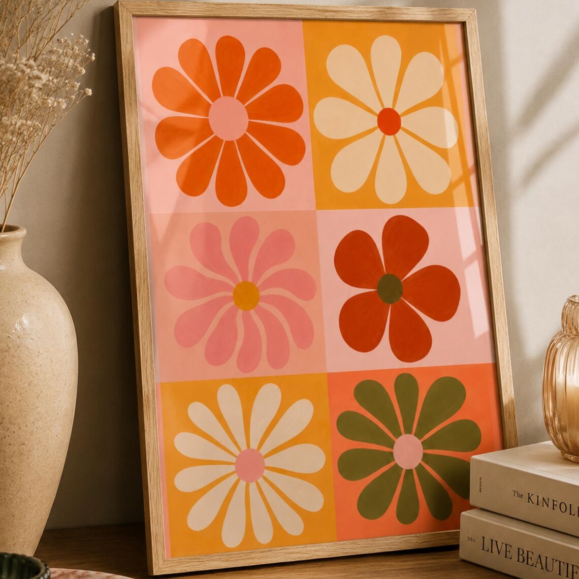 Retro Floral Mid Century Modern Flower Poster