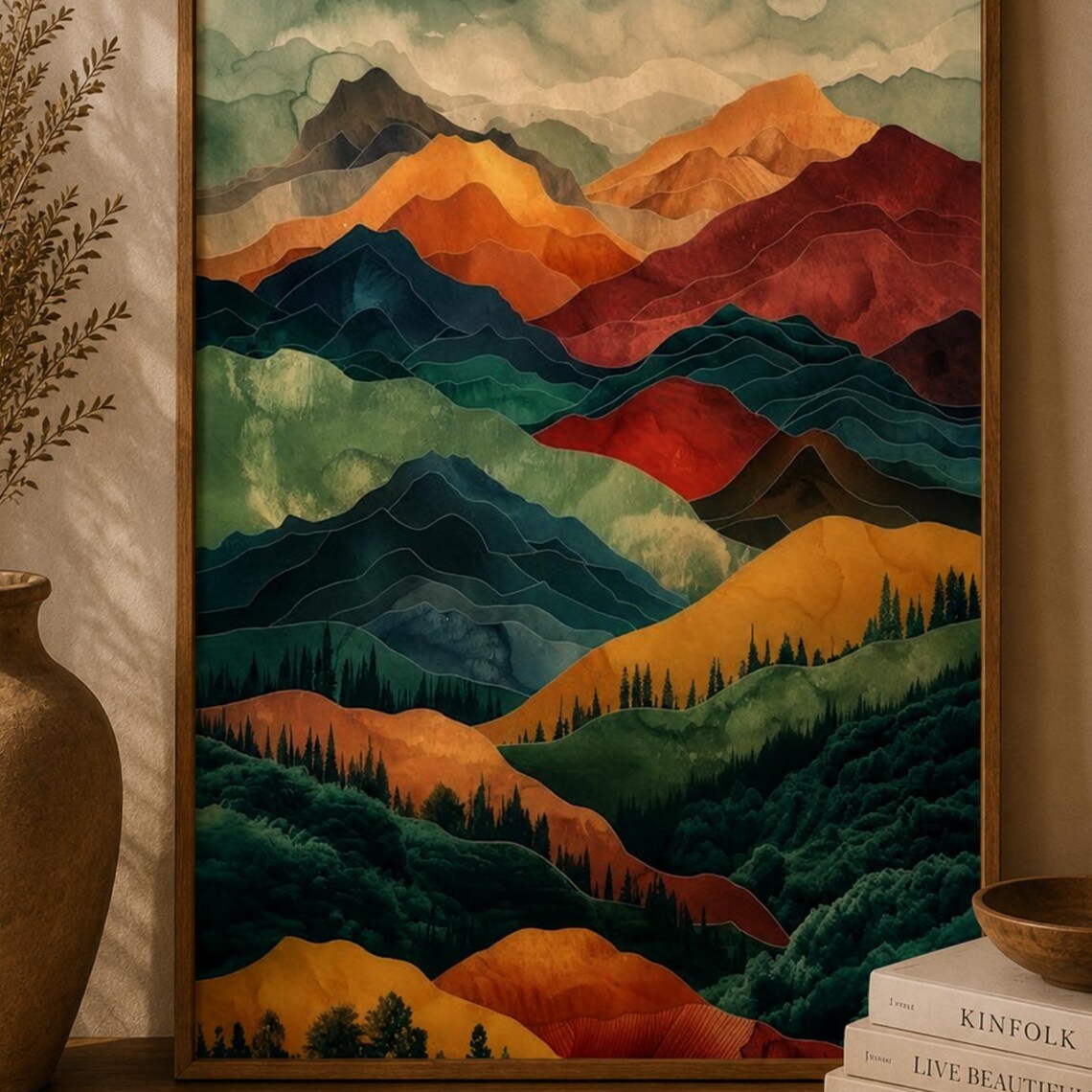 Colorful Mountain Abstract Landscape Art Print