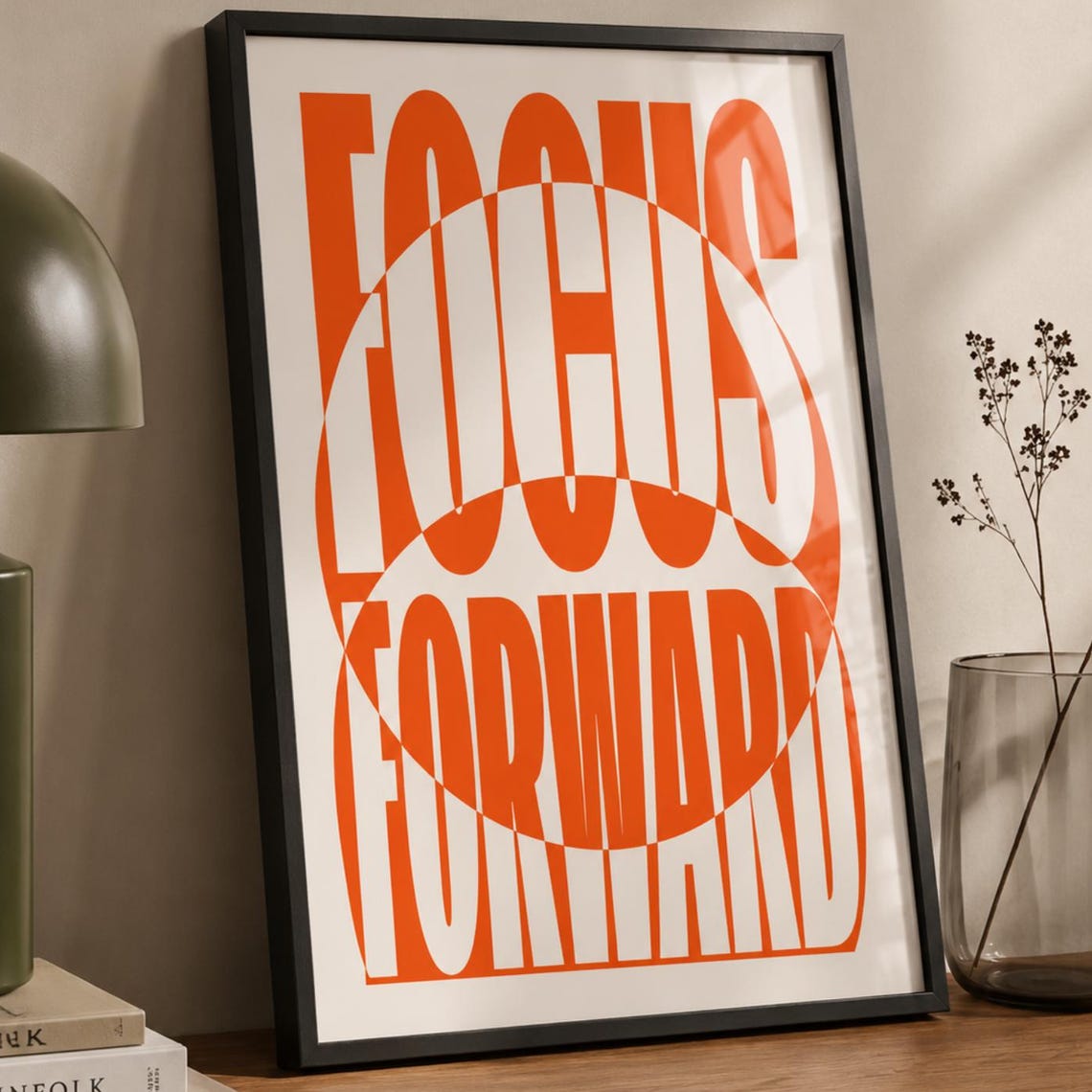 Focus Forward Quote Poster Motivational Typography Wall Art Modern Minimalist Office Decor Inspirational Print