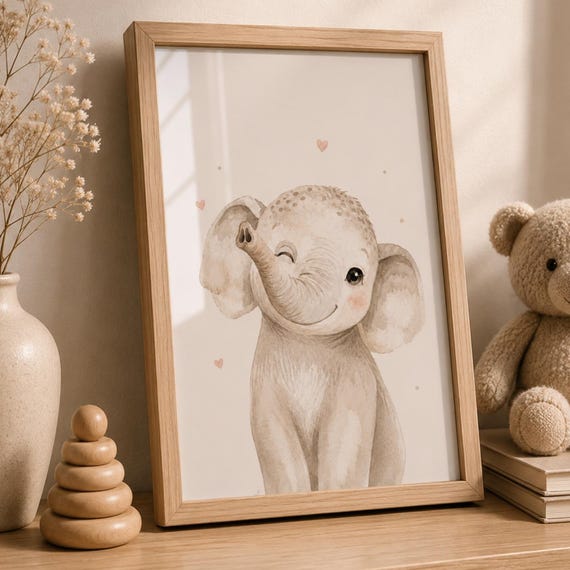 Elephant Nursery Wall Art - Watercolor Animal Poster