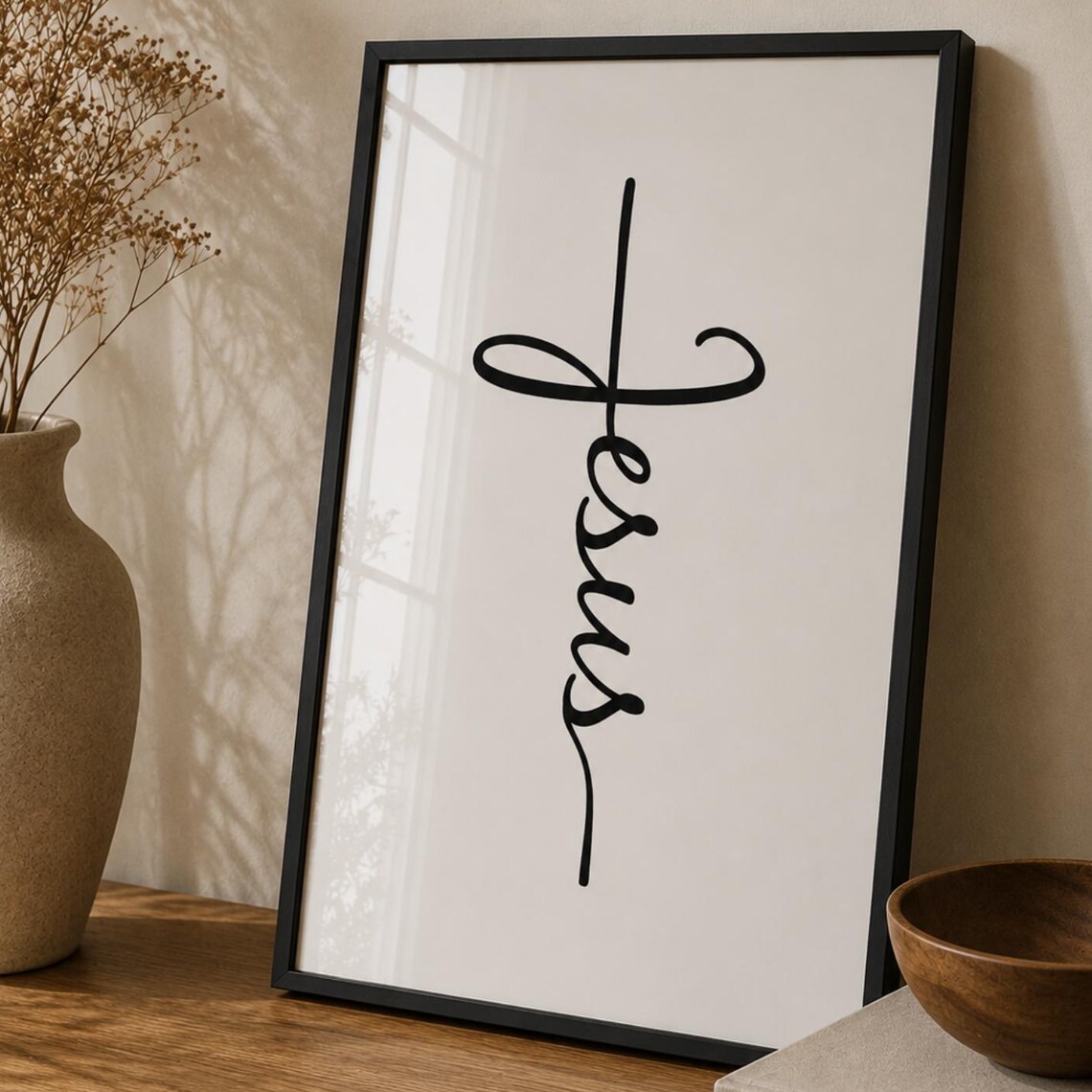 Jesus Cross Minimalist Christian Poster, Faith Art Print