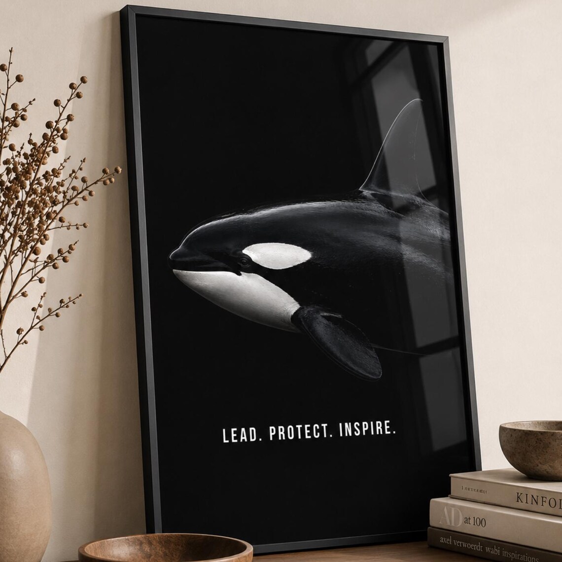 Orca Poster, Minimalist Wildlife Art Print
