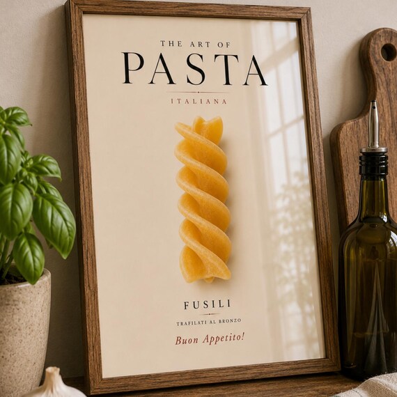 Fusili Pasta The Art of Pasta Italiana Modern Kitchen Wall Poster