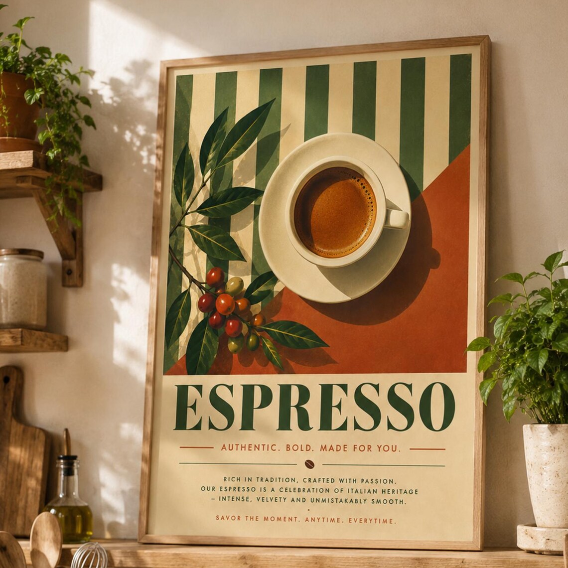 Vintage Espresso Coffee Poster Italian Retro Kitchen Cafe Decor