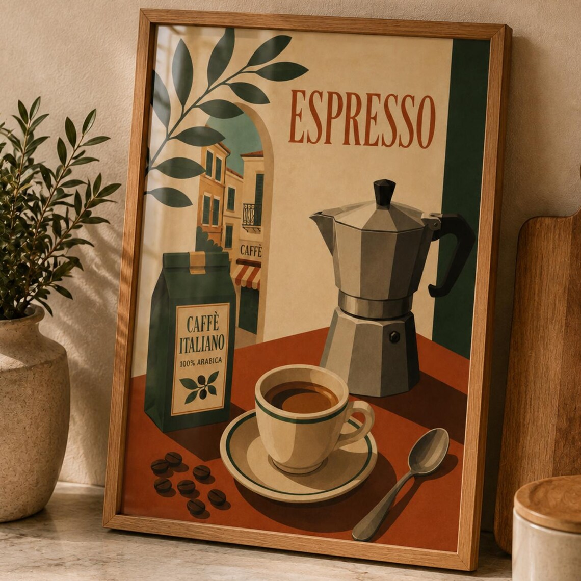 Coffee Kitchen Wall Art, Retro Espresso Poster