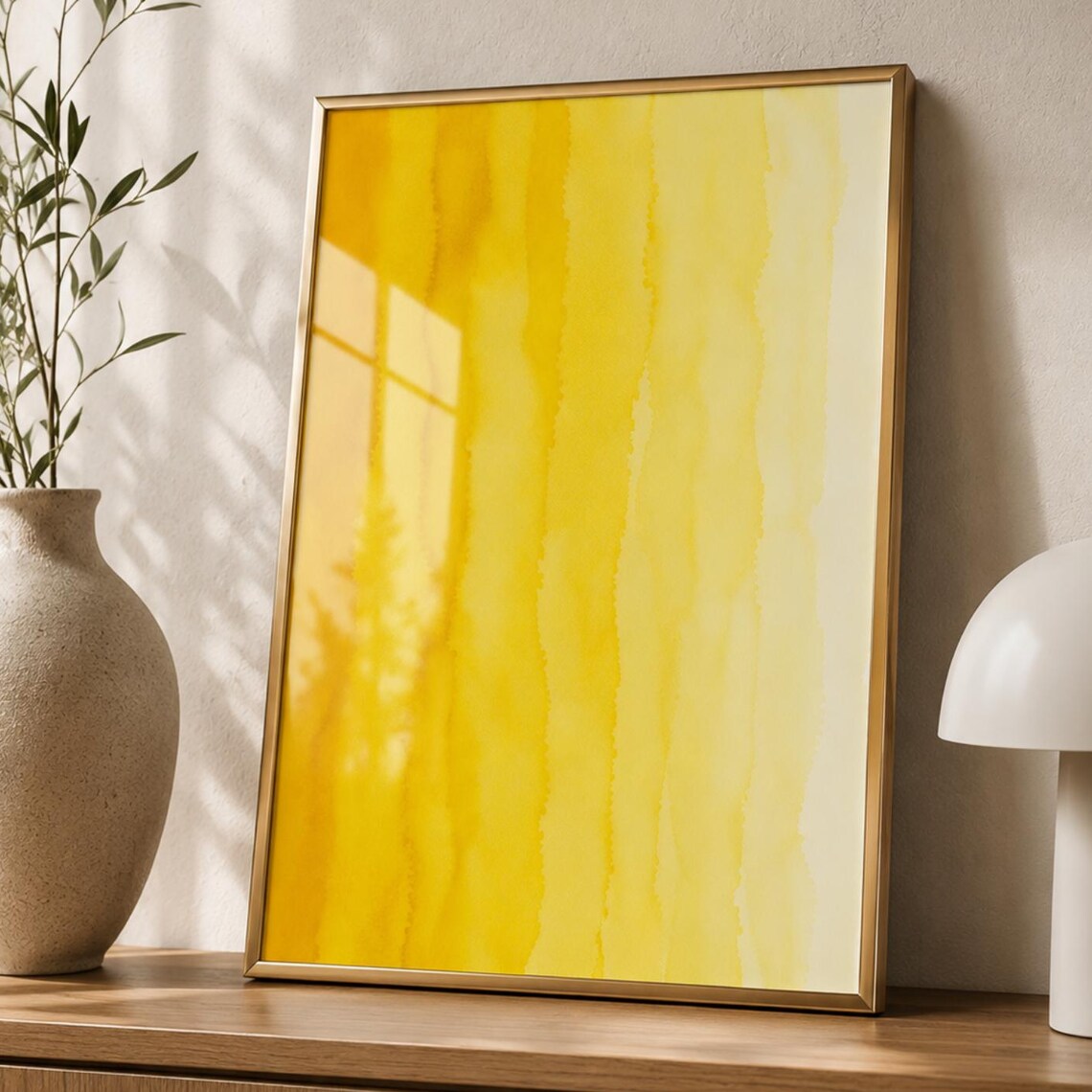 Yellow Abstract Watercolor Sunshine Inspired Modern Minimalist Organic Poster