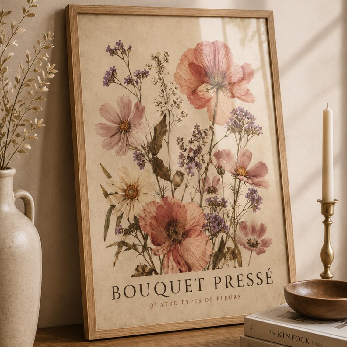 Bouquet Presse Pressed Wildflower French Cottagecore Botanical Floral Poster