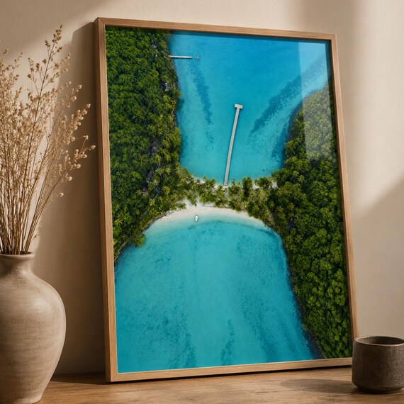 Tropical Beach Aerial Poster, Coastal Landscape