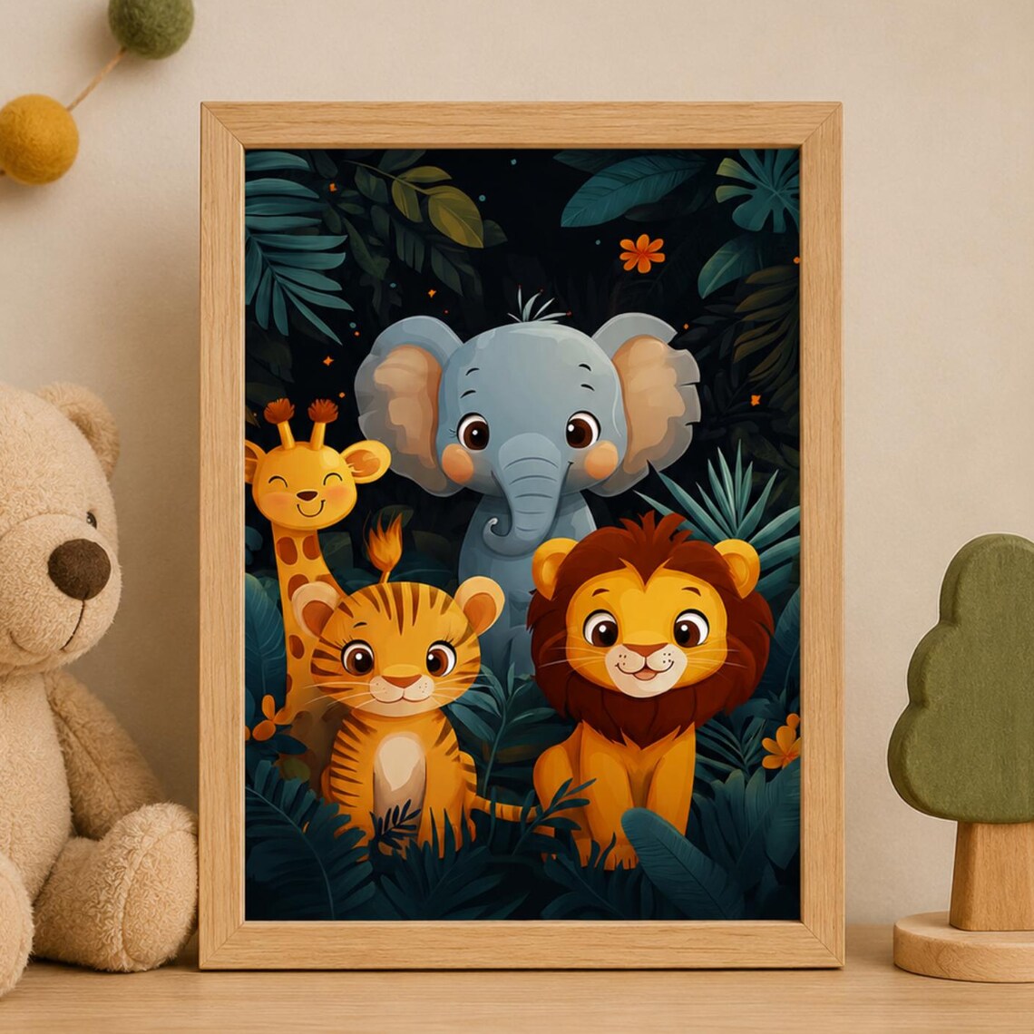 Safari Nursery Wall Art, Jungle Animal Poster