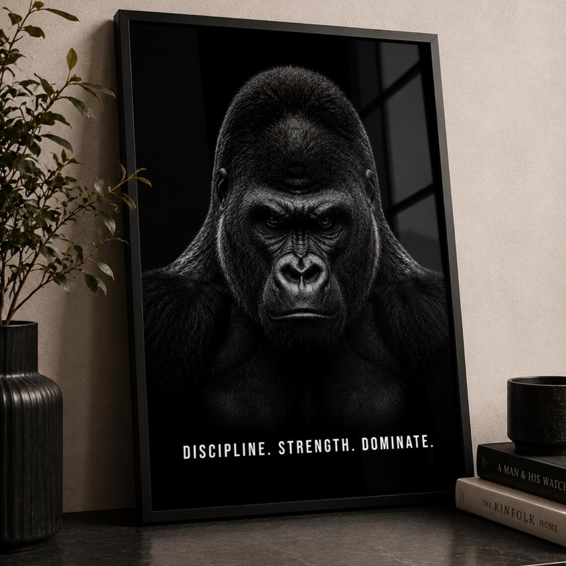 Gorilla Discipline Strength Dominate Dark Gym Motivation Poster