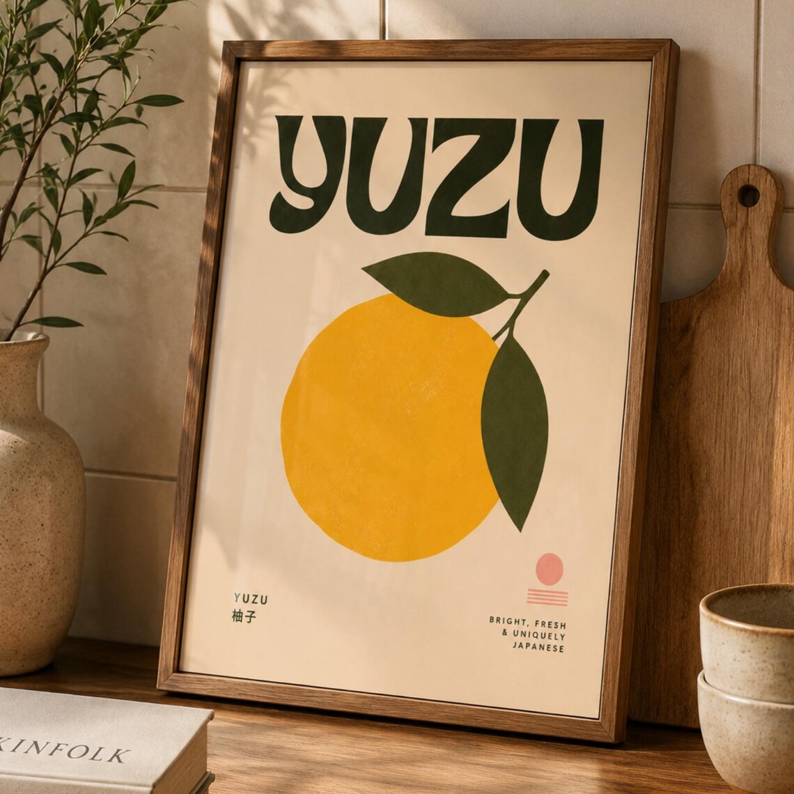 Yuzu Japanese Citrus Mid Century Modern Fruit Sunlit Bold Poster