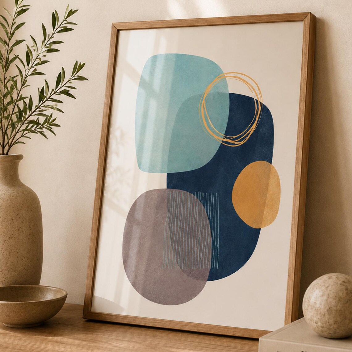 Abstract Geometric Poster, Minimalist Mid Century Decor
