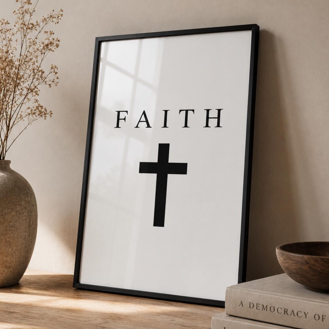 Faith Cross Minimal Christian Bible Simple Statement Faith Art Poster