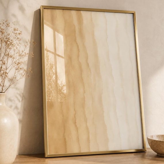Neutral Abstract Poster, Minimalist Beige Japandi Decor