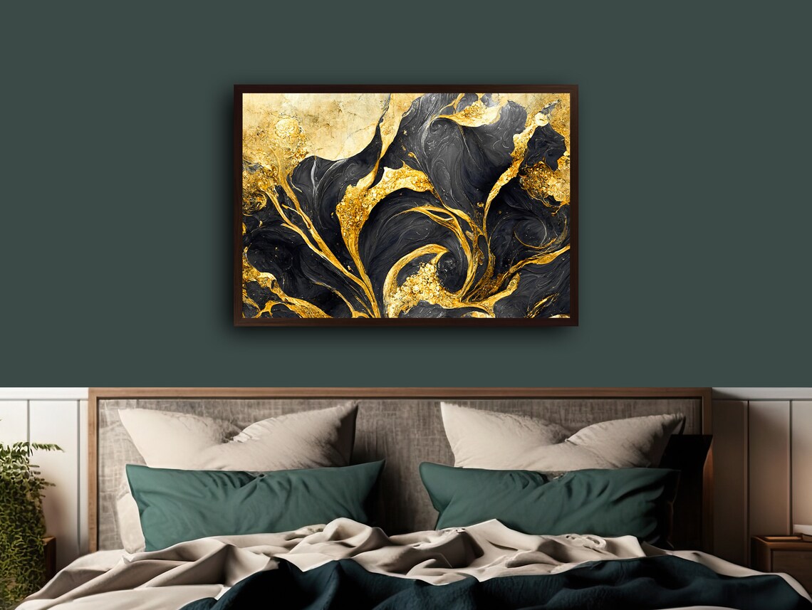 Gilded Swirls Contemporary Art, Dynamic Patterns - Image 5