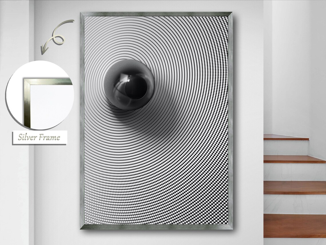 Black Holographic Background With Black Marble Ball - Image 2