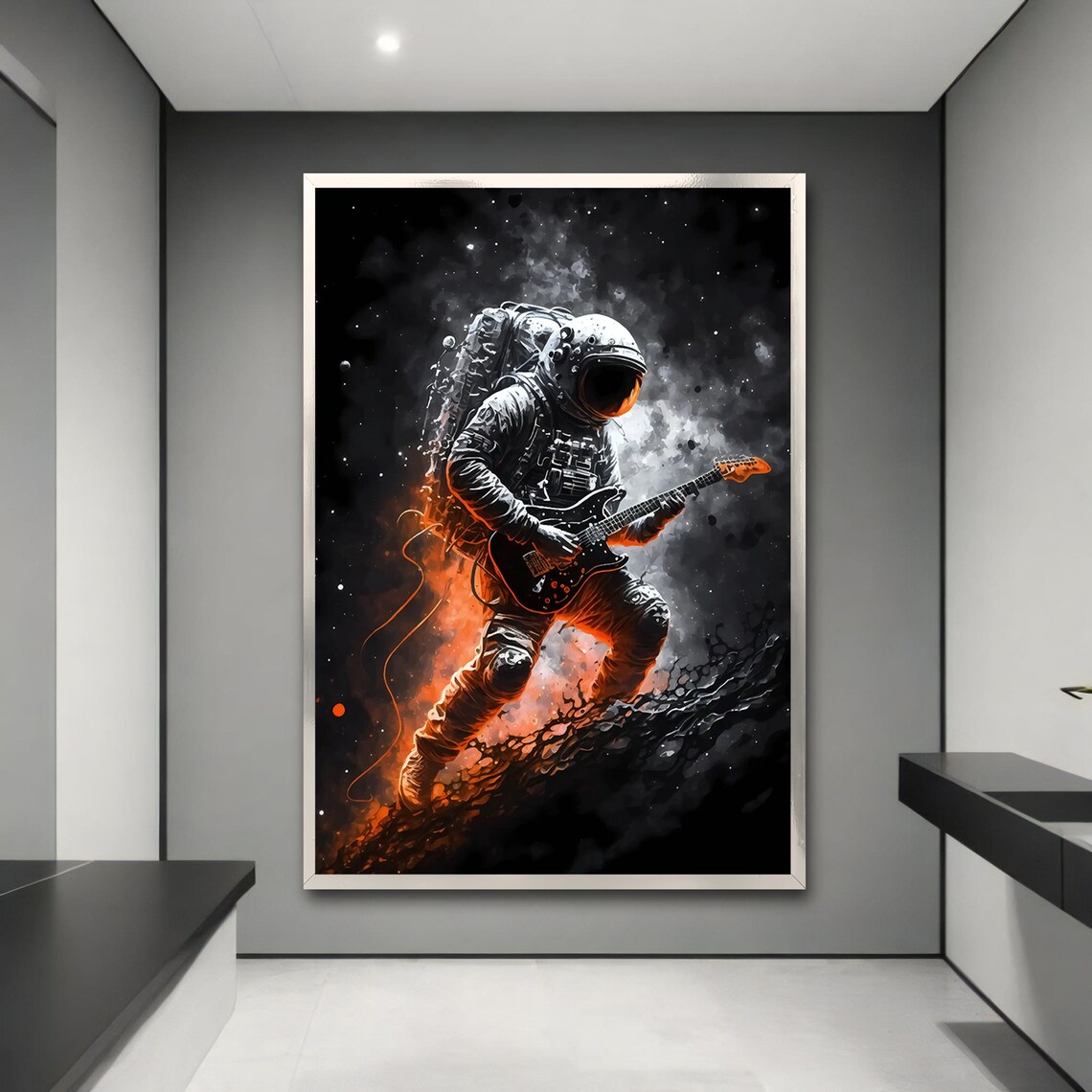 Astronaut Playing - Contemporary Travel Poster - Image 3
