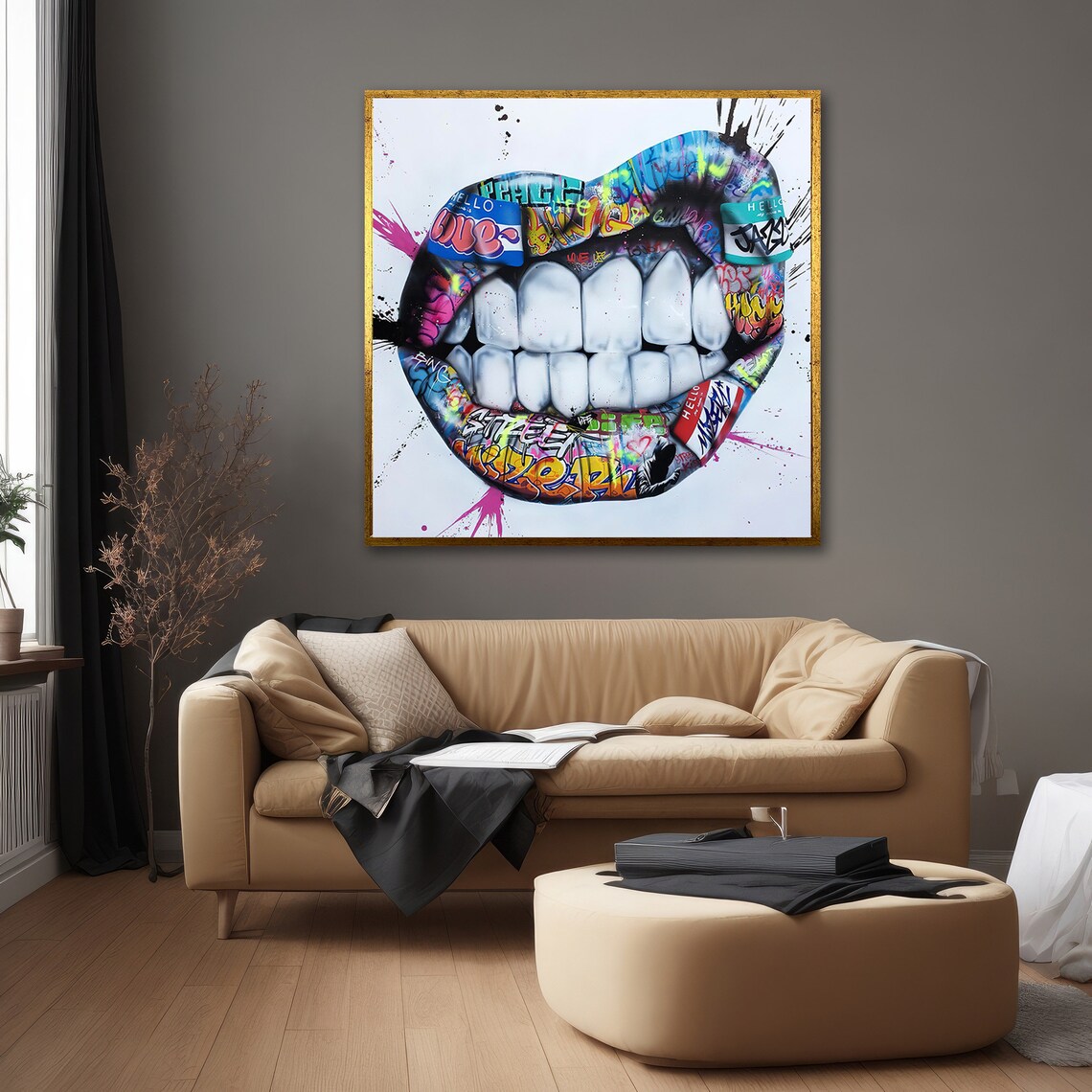 Dynamic Graffiti Art Bold Teeth, Street Art Decor - Image 5
