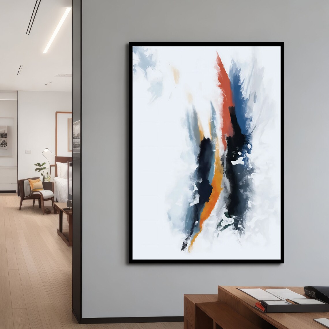 Modern Abstract Painting, Vibrant Brush Strokes - Image 4