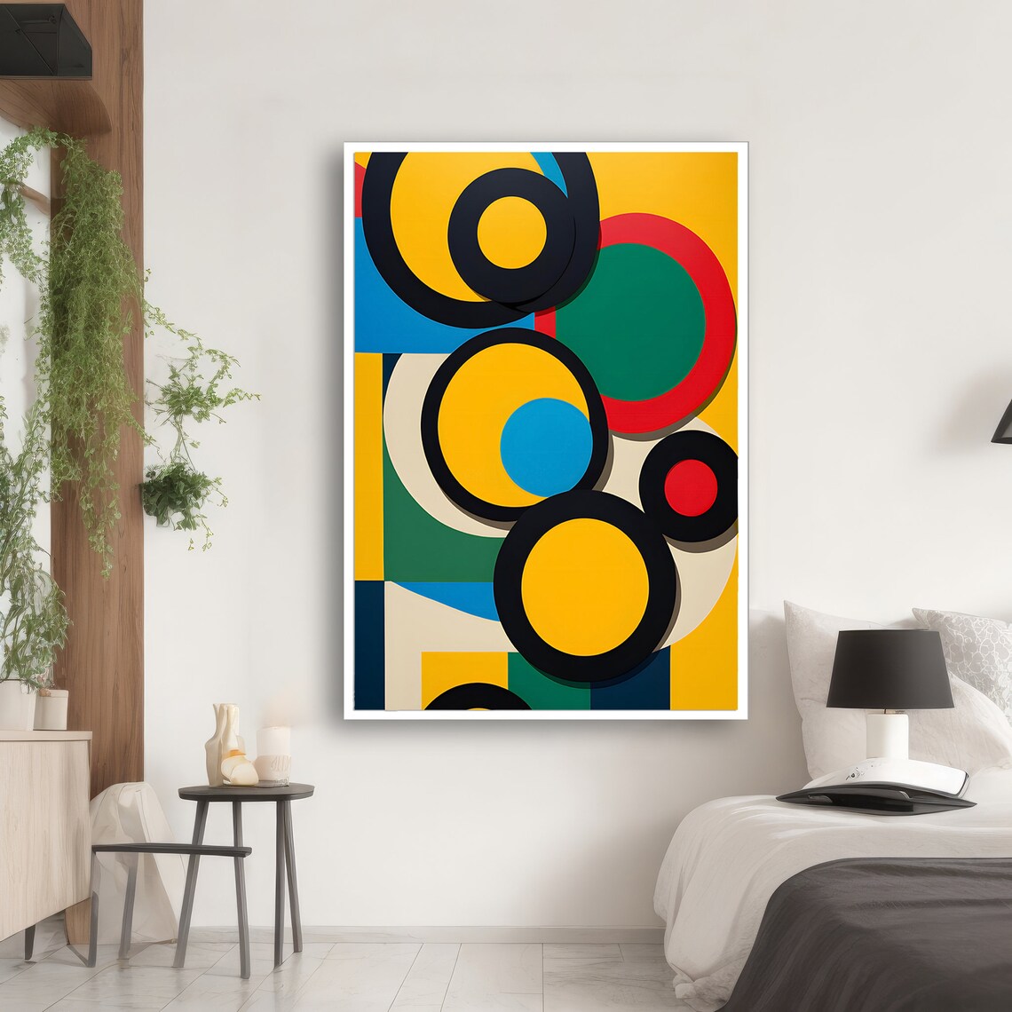 Modern Geometric Abstract Painting, Colorful Circles - Image 2
