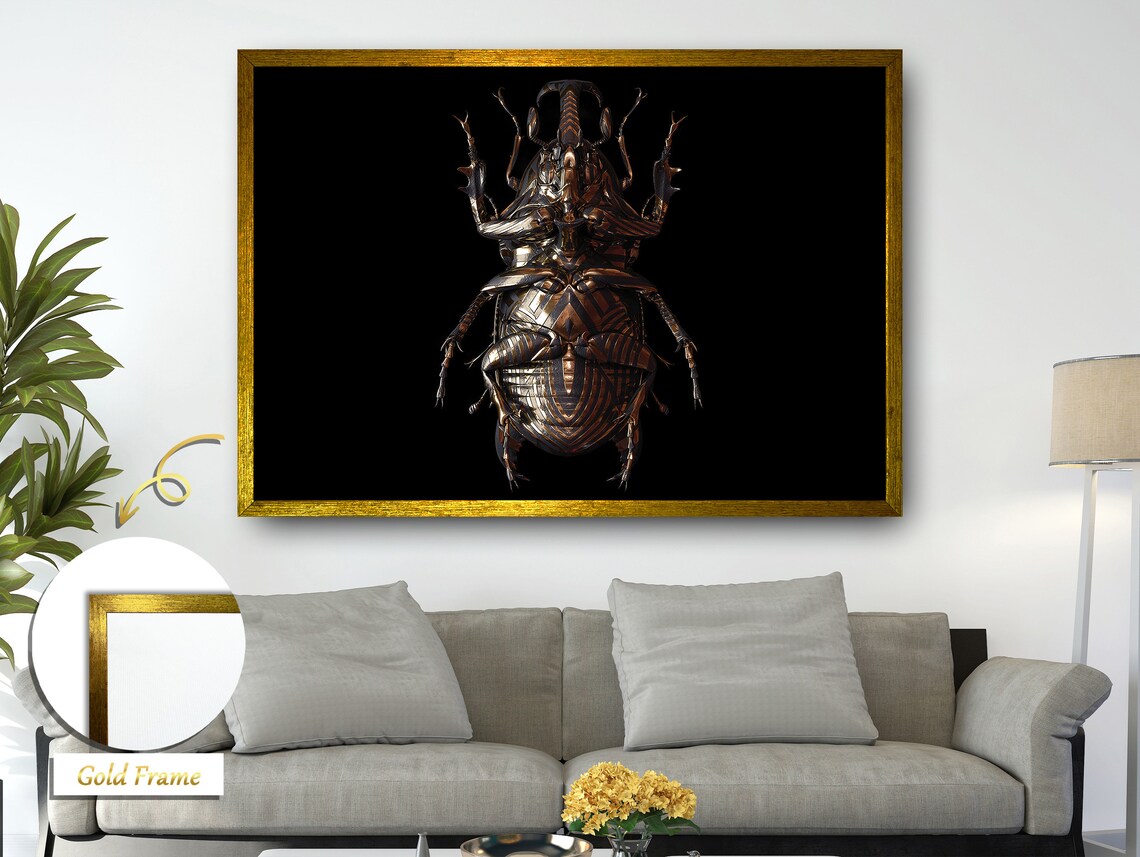 Patterned Copper Embossed Bug, Sci Fi Style Art Print - Image 5