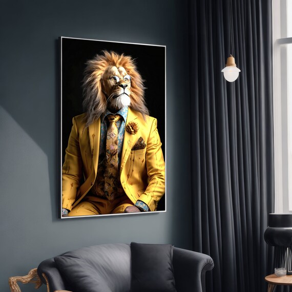 Regal Lion In Yellow Suit Painting