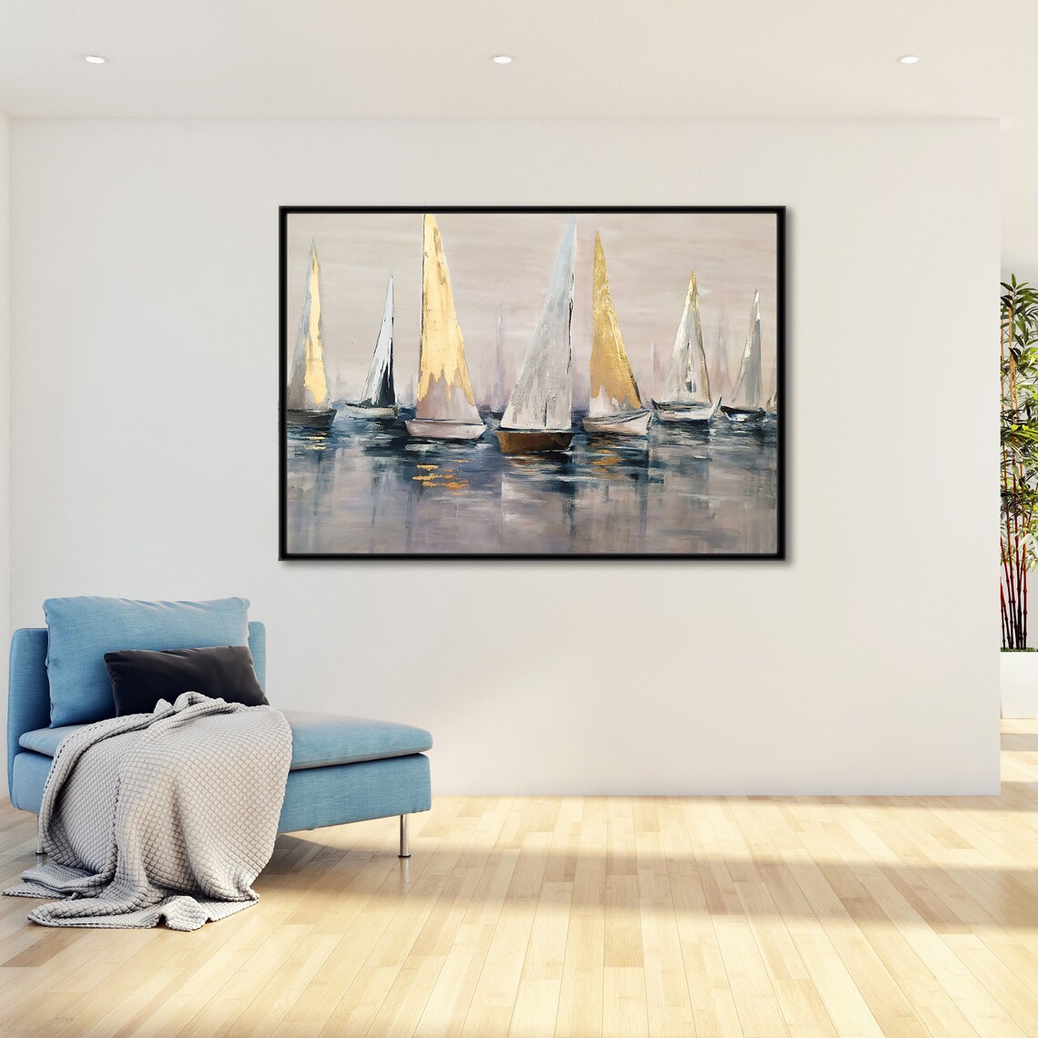Elegant Sailboat Painting for Coastal Decor - Image 3
