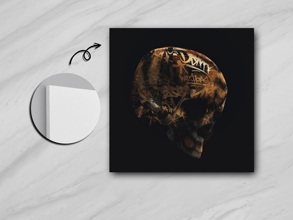 Skull Art, Intricate Bronze Line Patterns - Image 5