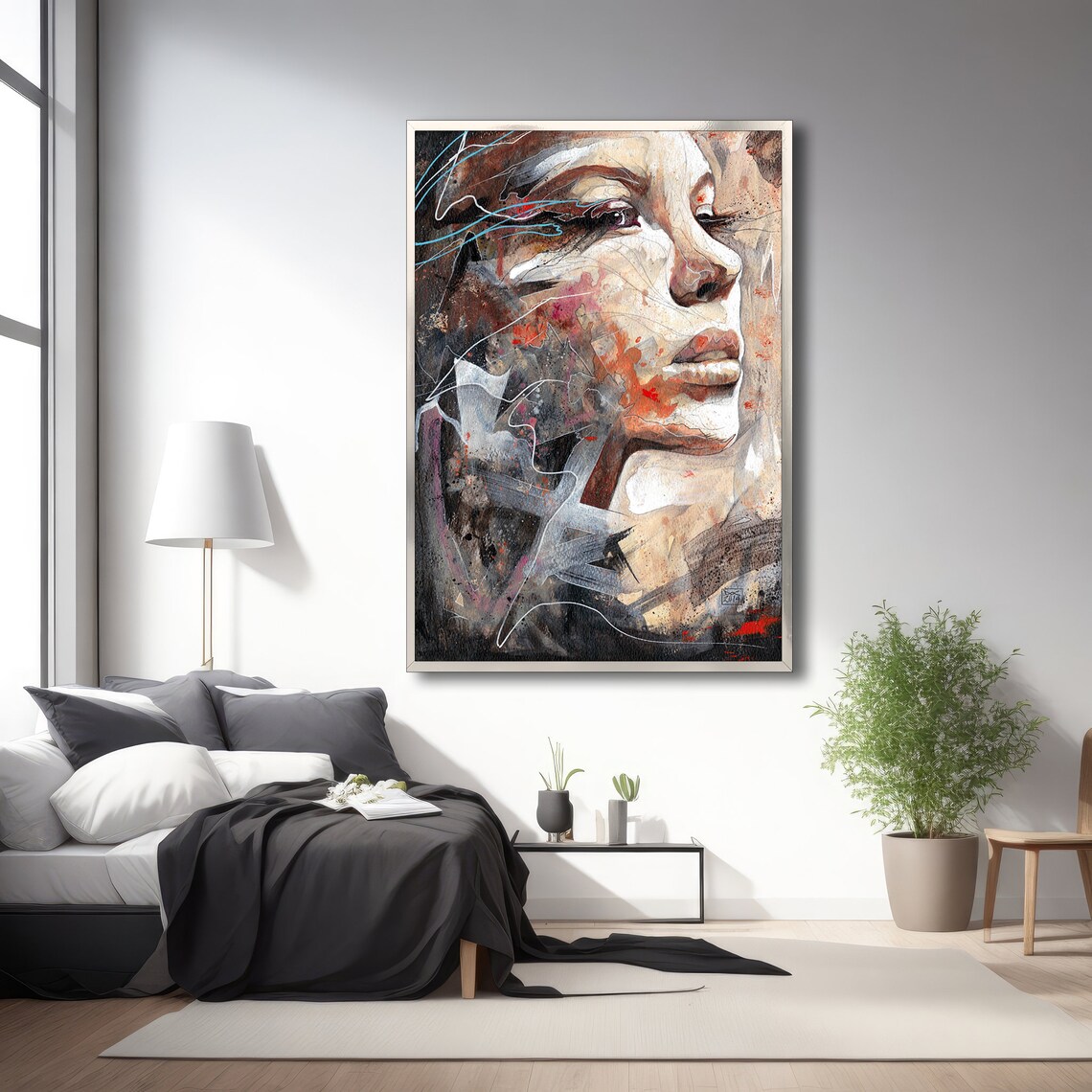 Woman Portrait Painting, Abstract Portrait Artwork - Image 2