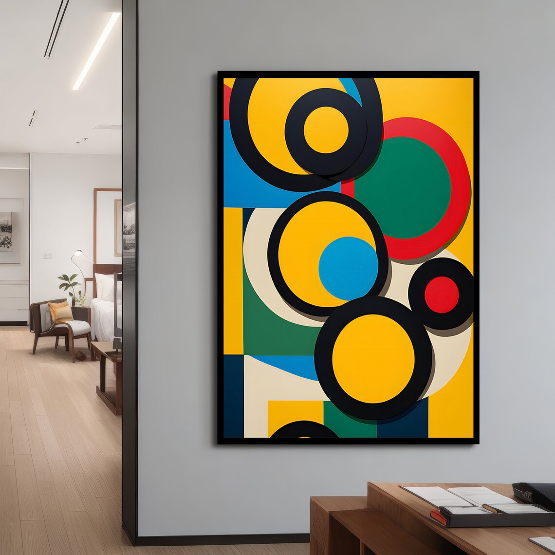 Modern Geometric Abstract Painting, Colorful Circles - Image 4