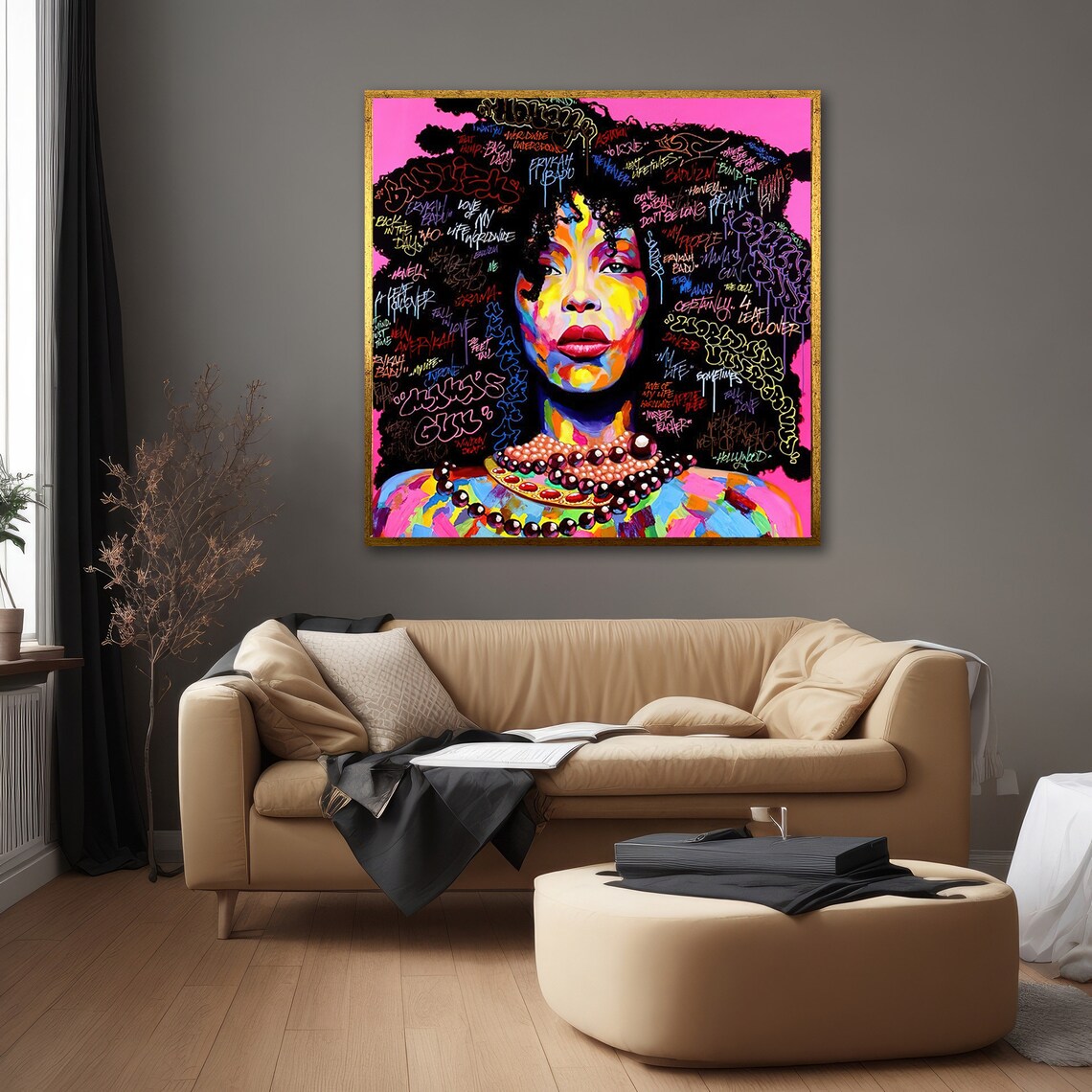 Graffiti Portrait Of Woman, Bold Urban Decor - Image 5