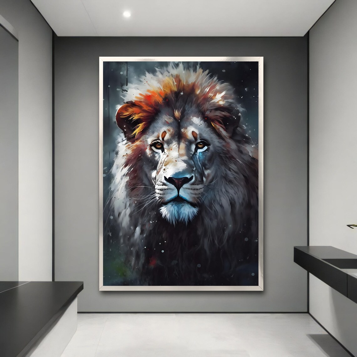 Majestic Lion Painting, Regal Animal Art - Image 2