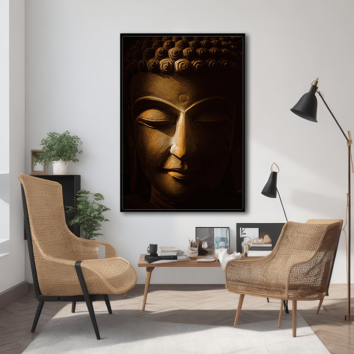 Serene Buddha Face Art Print, Spiritual Zen Decor - Image 4