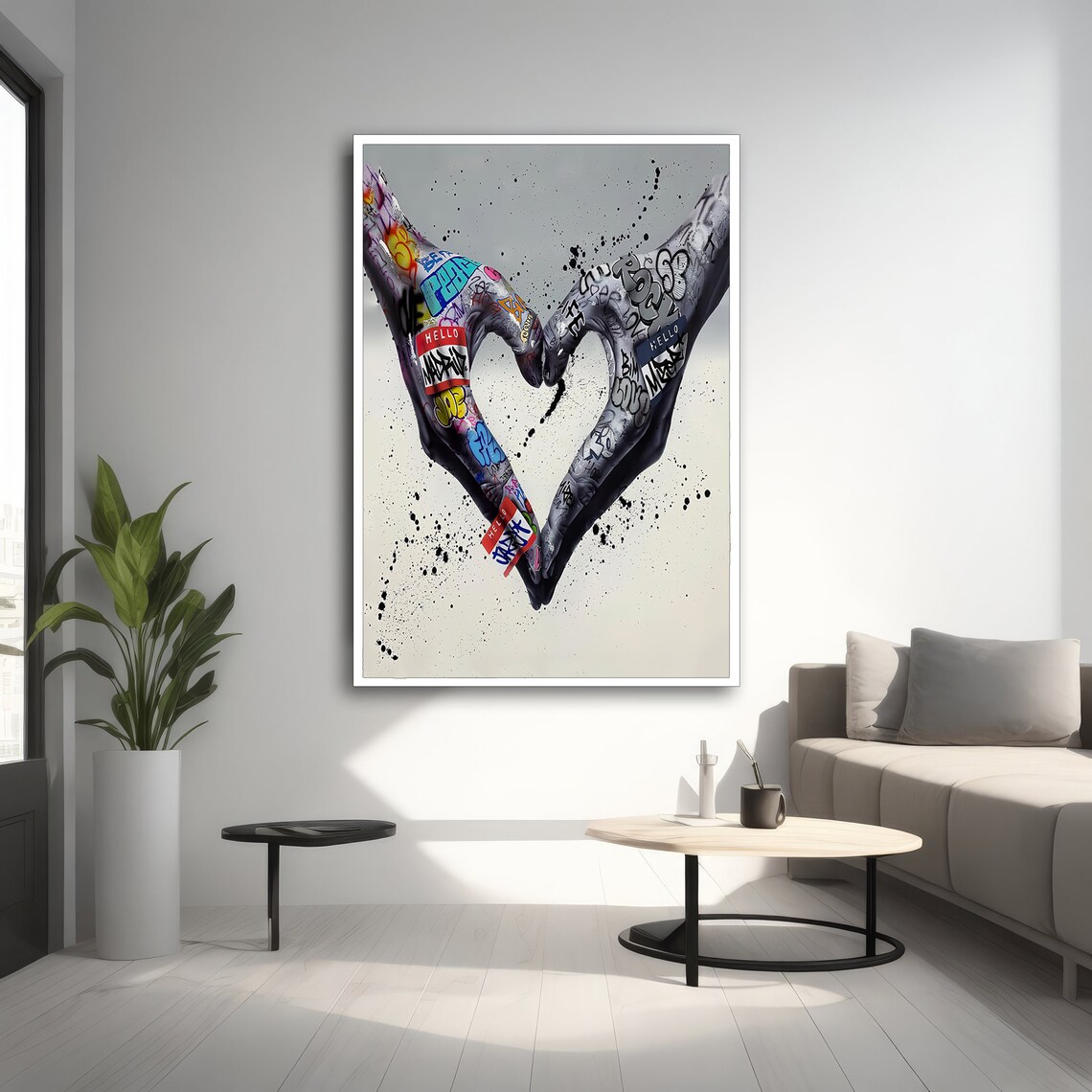 Graffiti Art Heart Hand Gesture, Urban Decor - Image 2