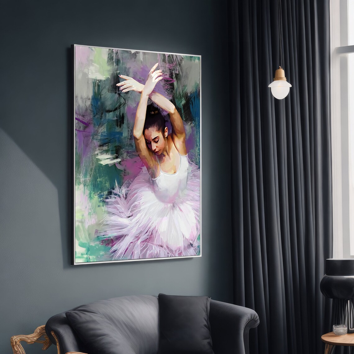 Graceful Ballerina In White, Ballet Lovers Decor
