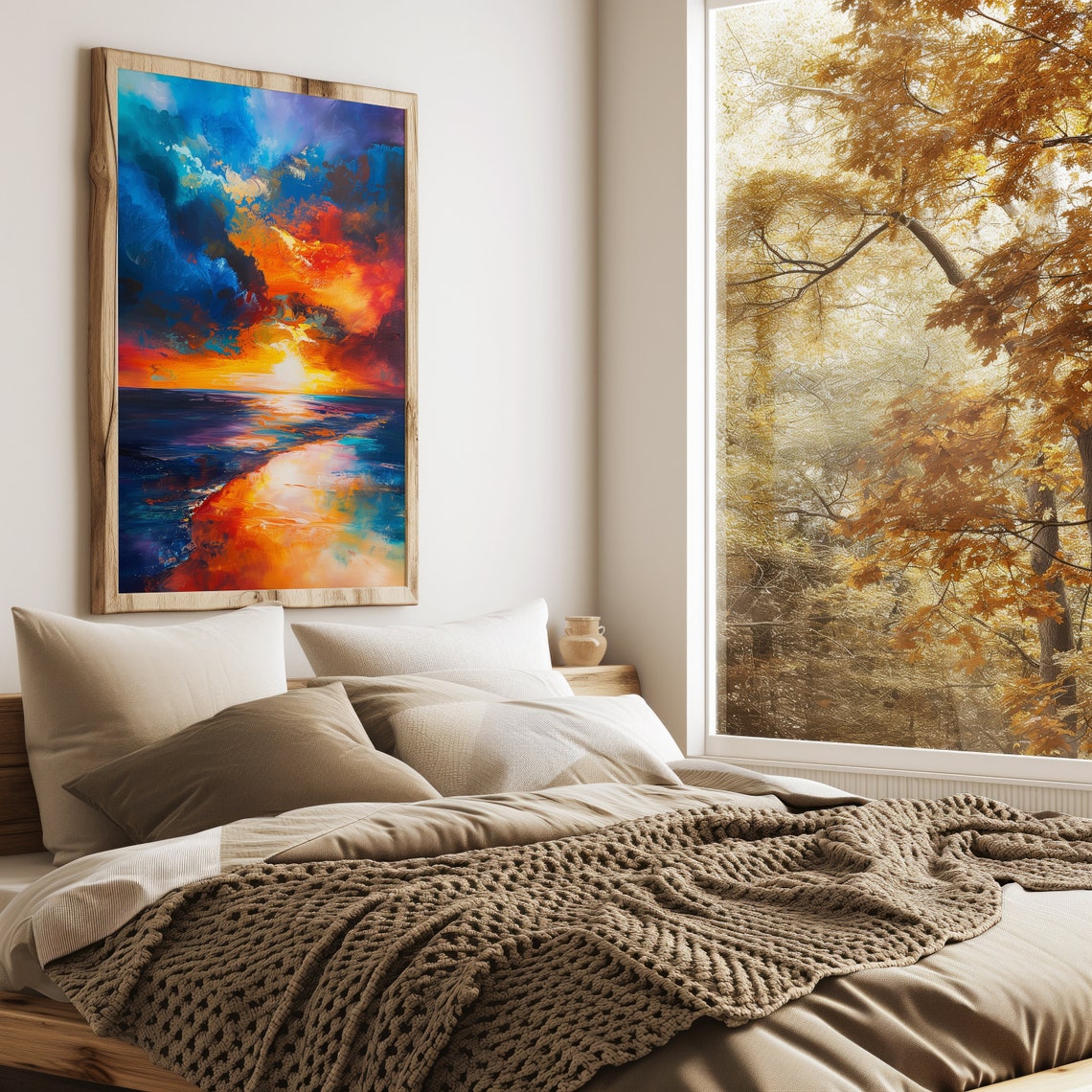 Blazing Sunset Over the Ocean Dramatic Abstract Seascape Poster - Image 4